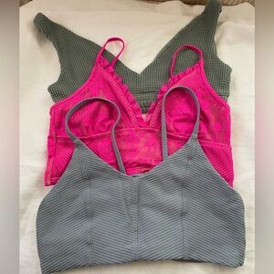 LOT 3 Bralette Pink Bcbg Lace Blue Green Knit L